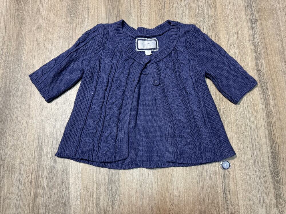 Y2K American Eagle Women's Navy Cable-Knit Button Cardigan Sweater